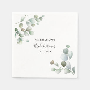 Watercolor Eucalyptus Bridal Shower Paper Napkin