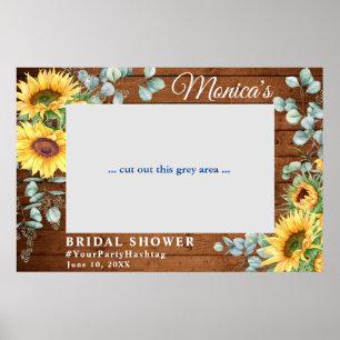 Watercolor Eucalyptus Bridal Shower Photo Frame Poster