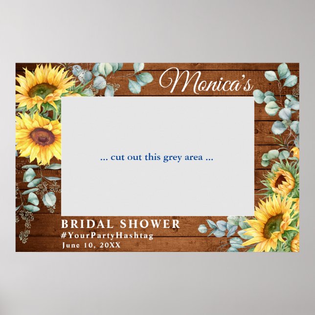 Watercolor Eucalyptus Bridal Shower Photo Frame Poster (Front)