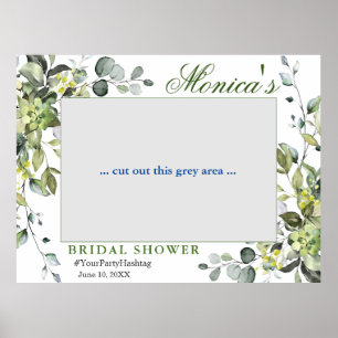 Watercolor Eucalyptus Bridal Shower Photo Frame Poster