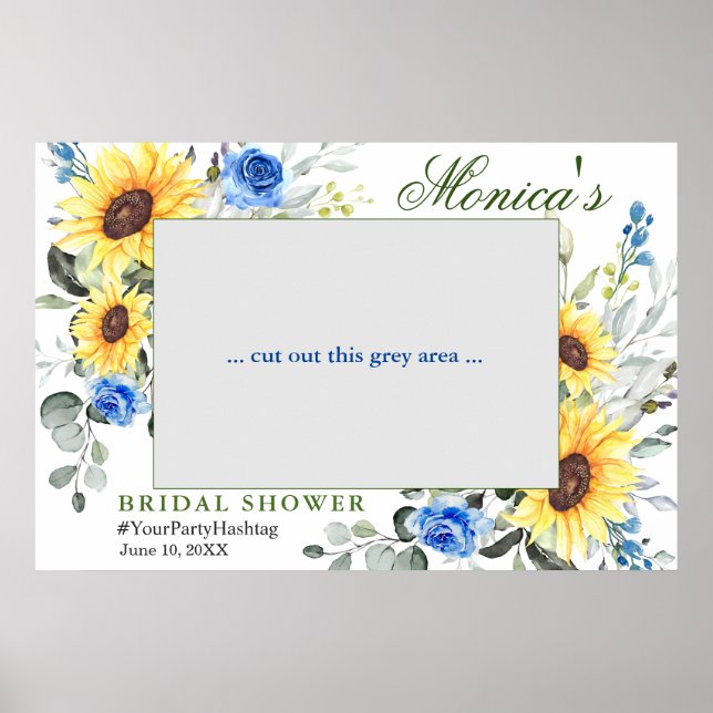 Watercolor Eucalyptus Bridal Shower Photo Frame Poster (Front)