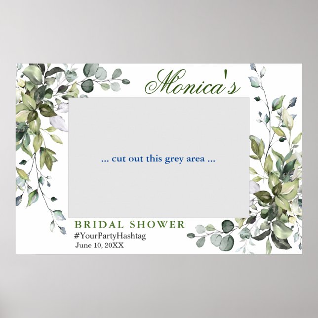 Watercolor Eucalyptus Bridal Shower Photo Prop Poster (Front)