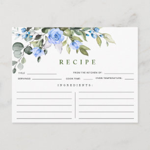 Watercolor Eucalyptus Bridal Shower Recipe Card