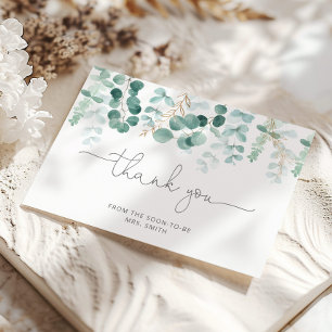 Watercolor eucalyptus bridal shower thank you card