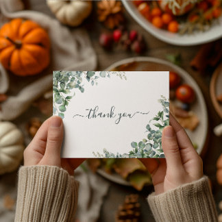 Watercolor Eucalyptus Bridal Shower Thank You Postcard