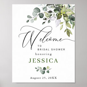 Watercolor Eucalyptus Bridal Shower Welcome Sign