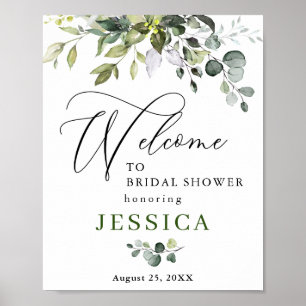 Watercolor Eucalyptus Bridal Shower Welcome Sign