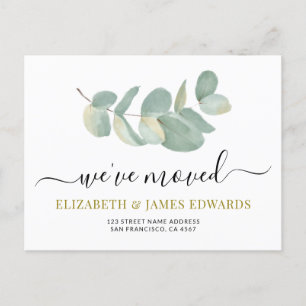 Watercolor Eucalyptus Change of Address Announcement Postcard