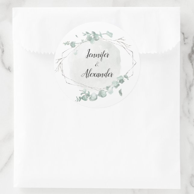 Watercolor Eucalyptus Classic Round Sticker (Bag)