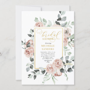 Watercolor Eucalyptus Dusty Rose Bridal Shower  Invitation