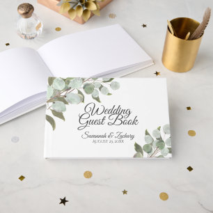 Watercolor Eucalyptus Elegant Boho Chic Wedding Guest Book