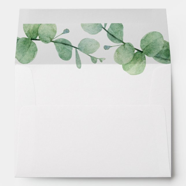 Watercolor eucalyptus. Elegant greenery wedding Envelope (Back (Bottom))