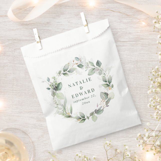 Watercolor eucalyptus elegant wedding party favour bags (Clipped)
