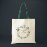 Watercolor eucalyptus elegant wedding party favour tote bag<br><div class="desc">Watercolor eucalyptus elegant green wedding party favour cookies. Part of a complete wedding suite</div>