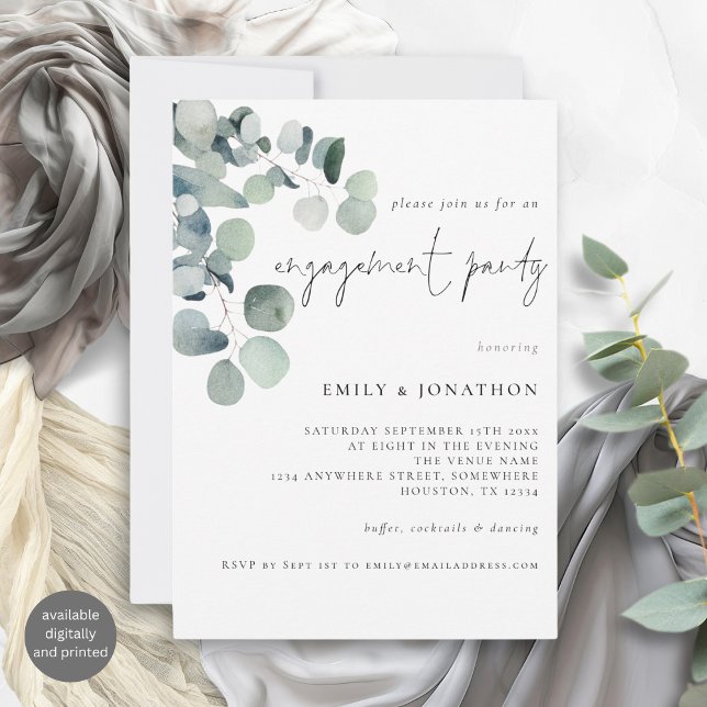 Watercolor Eucalyptus Engagement Invite (Creator Uploaded)