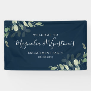 Watercolor Eucalyptus Engagement Party Welcome Banner