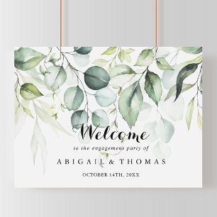 Watercolor Eucalyptus Engagement Party Welcome  Poster