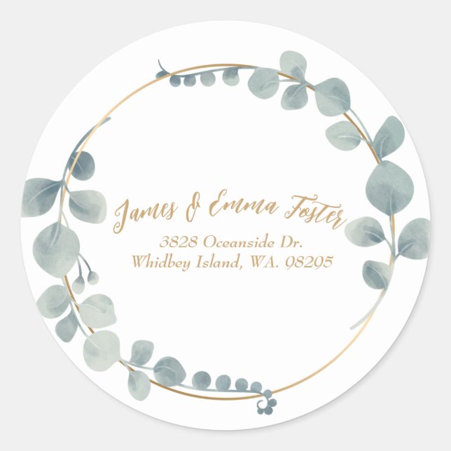 Watercolor Eucalyptus Envelope Address Seal (Front)