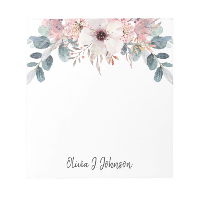 Watercolor Eucalyptus Floral  Notepad (Front)