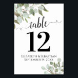 Watercolor Eucalyptus Foliage Elegant Boho Wedding Table Number<br><div class="desc">These beautiful wedding table number cards feature an elegant boho chic design with hand painted watercolor sprigs of eucalyptus leaves and garden greenery in shades of mint, moss, and sage green. Perfect way to make your wedding reception beautiful and help your guests find the right table at the same time....</div>