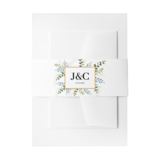 Watercolor Eucalyptus foliage Invitation Belly Band