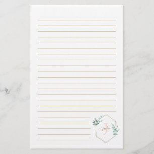 Watercolor Eucalyptus Framed Monogram Stationery