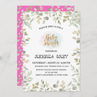 Watercolor Eucalyptus Gender Neutral Baby Shower Invitation