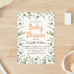 Watercolor Eucalyptus Gender Neutral Baby Shower Invitation