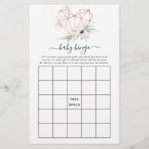 Watercolor Eucalyptus Geometric Baby Shower Bingo