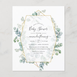 Watercolor Eucalyptus Geometric Baby Shower Flyer