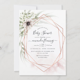 Watercolor Eucalyptus Geometric Baby Shower Invitation