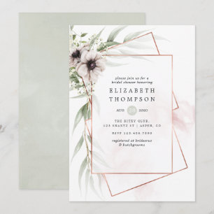 Watercolor Eucalyptus Geometric Bridal Shower Invitation