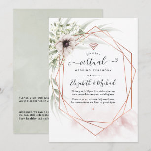 Watercolor Eucalyptus Geometric Virtual Wedding Invitation