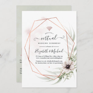 Watercolor Eucalyptus Geometric Virtual Wedding Invitation