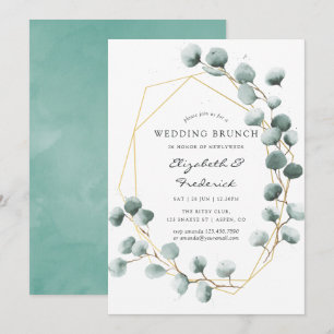Watercolor Eucalyptus Geometric Wedding Brunch Invitation