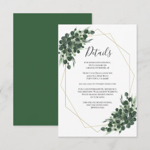 Watercolor Eucalyptus Geometric Wedding Details  Enclosure Card