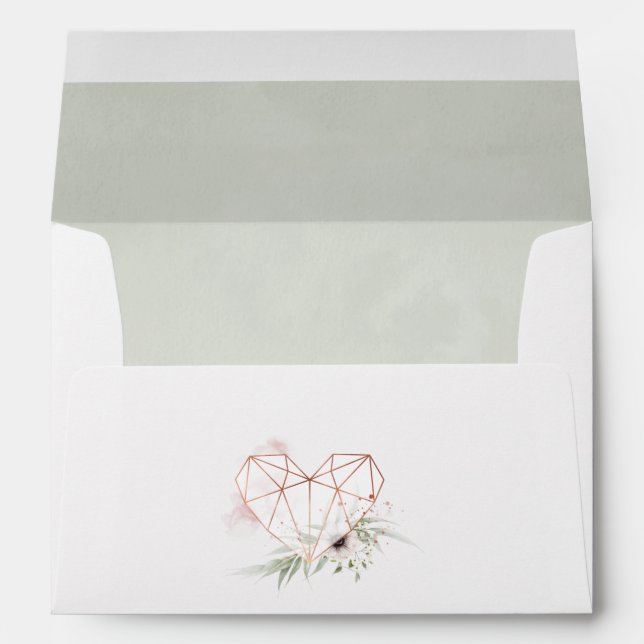 Watercolor Eucalyptus Geometric Wedding Envelope (Back (Bottom))