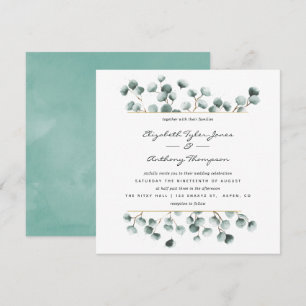 Watercolor Eucalyptus Geometric Wedding Invitation