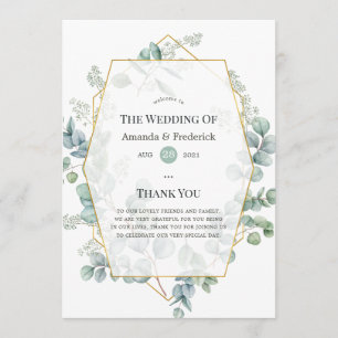Watercolor Eucalyptus Geometric Wedding Programme