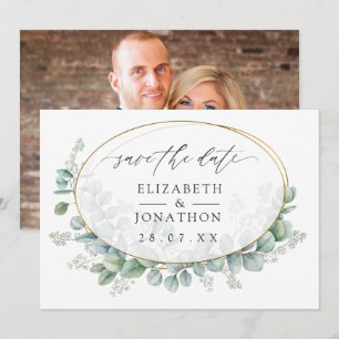 Watercolor Eucalyptus Geometric Wedding Save The Date