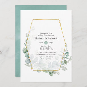 Watercolor Eucalyptus Geometric Wedding Shower Invitation