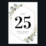Watercolor eucalyptus geometric wedding table number<br><div class="desc">watercolor eucalyptus foliage and a geometric frame.</div>