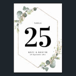 Watercolor eucalyptus geometric wedding table number<br><div class="desc">watercolor eucalyptus foliage and a geometric frame.</div>