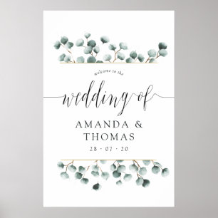 Watercolor Eucalyptus Geometric Wedding Welcome Poster