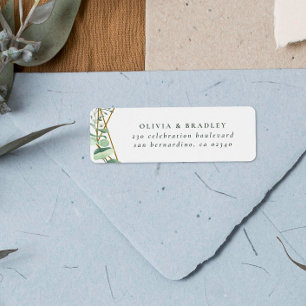 Watercolor Eucalyptus & Gold Geometric