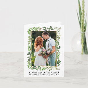 Watercolor Eucalyptus Gold Love Thanks Note Thank You Card