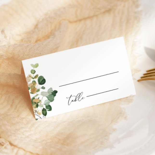  Watercolor eucalyptus gold wedding place cards (Creator Uploaded)