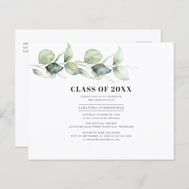 Watercolor Eucalyptus Graduation 2025 Party (Front/Back)