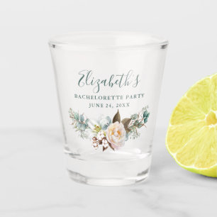 Watercolor Eucalyptus Green Bachelorette Party Shot Glass