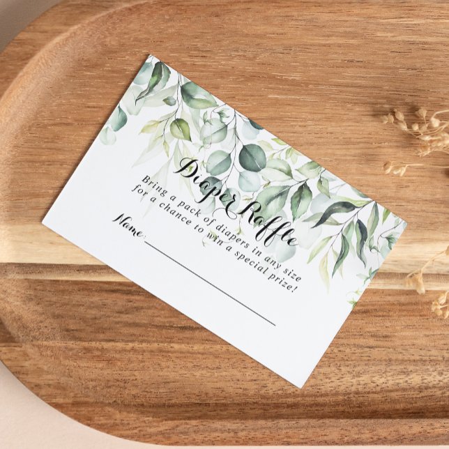 Watercolor Eucalyptus Green Diaper Raffle Ticket  Enclosure Card (Creator Uploaded)